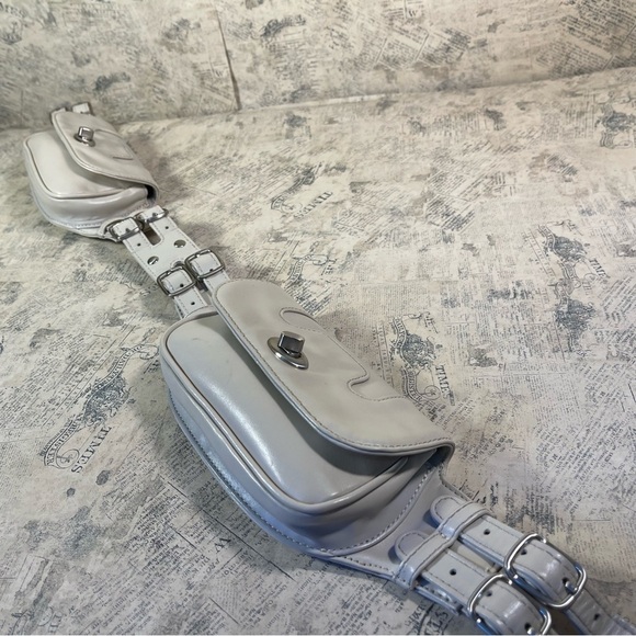 BVNDI Cream Leather Fanny Double Pack Bag - Picture 4 of 10